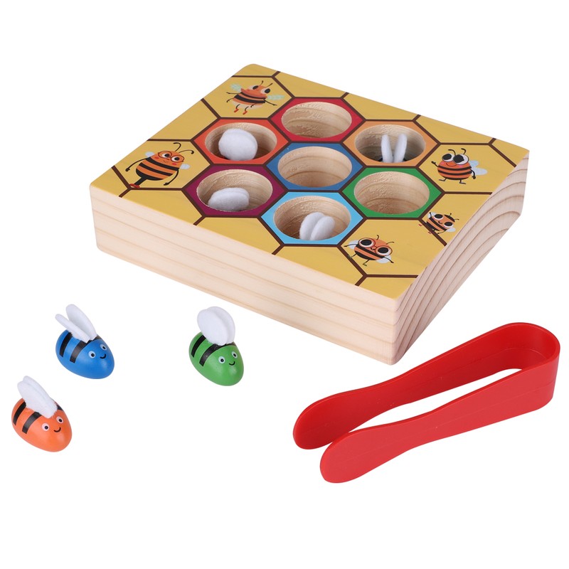 Fun Bee Picking Toy Kids Hand Grasping Training Wooden Games