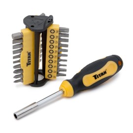 Titan 16068 31-Piece Multi-Bit Screwdriver Set | Slotted, Hex, Phillips, Pozi, Square, Star Bits