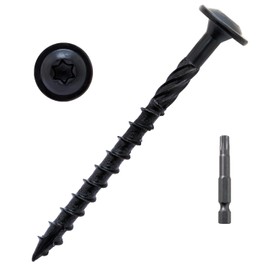 LIONMAX Lag Screws 3 Inch, Structural Wood Screw #14 x 3, 100-PCS Heavy Duty Construction Screw, Rust Resistant, Washer Head, Black Coated Exterior Wood/Lag/Timber Screws, Star Drive with Bit