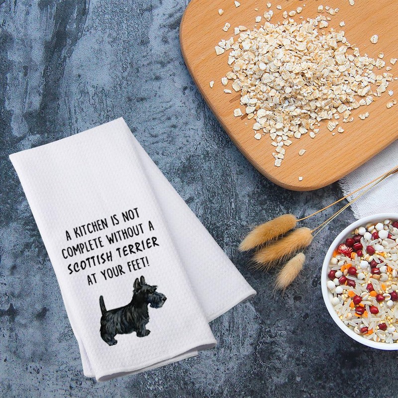 Generic Scottish Terrier Kitchen Towel - Waffle, 80/20 Polyester/Polyamide Blend,