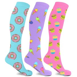 Extreme Fit Compression Socks - Knee High for Running, Athletics, Travel - 3 Pair