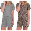 Ekouaer 2 Pack Pajamas Short Sleeve Top with Shorts Sets