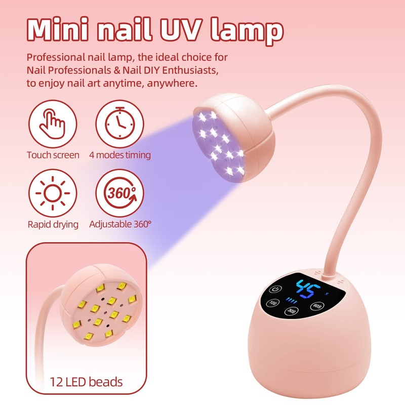 Mini UV LED Nail Lamp, LCD Display, Automatic Intelligent Sensor,