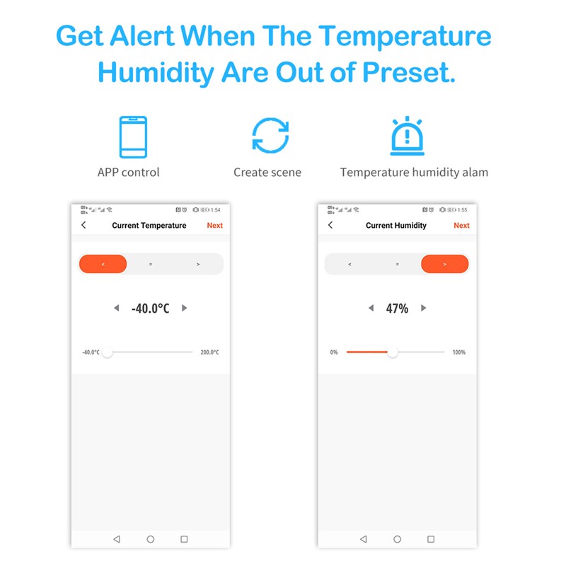 Temperature and Humidity Sensor Smart WiFi Indoor Hygrometer Thermometer with