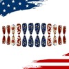 24Pcs Independence Day Press on Nails Medium Stars Fireworks Pattern
