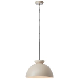 Lightbox Mushroom Pendant Lamp with Base Made of High-Quality Travertine Stone and Shortenable Cable, 1.75 m Height, Diameter 35 cm, Timeless Decorative Pendant Light, E27 Socket, Dining Room Lamp in