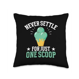 Mint Chocolate Chip Ice Cream Scoop Fresh Mint Ice Cream Throw Pillow
