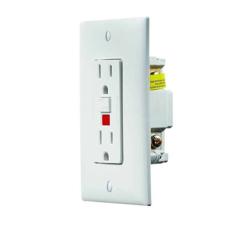 RV Designer S801, Dual GFCI Outlet with Cover Plate, White,