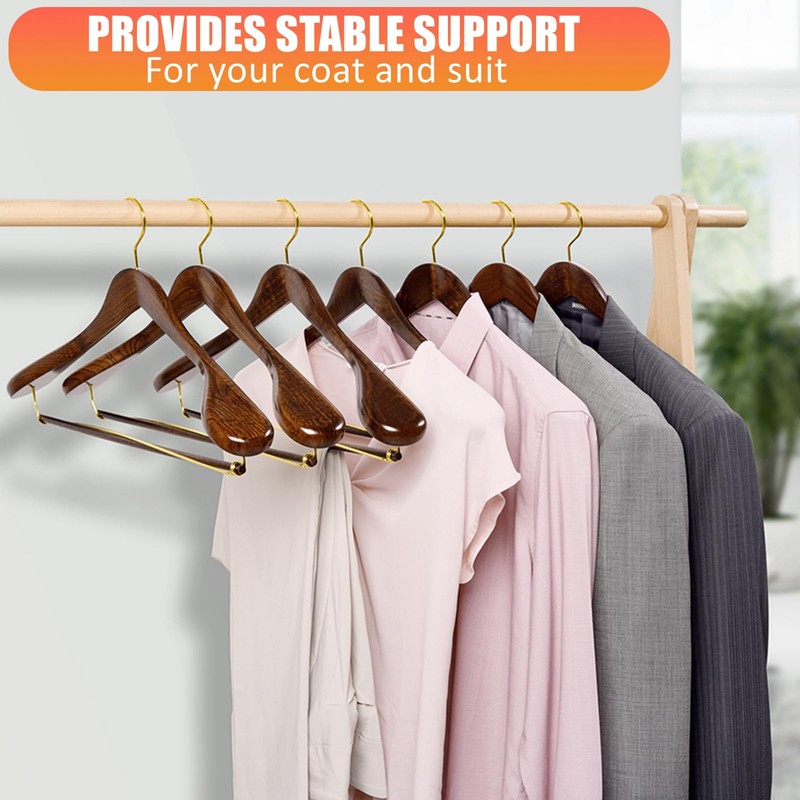 Amber Home 6 Pack Retro Wide Shoulder Wooden Suit Coat