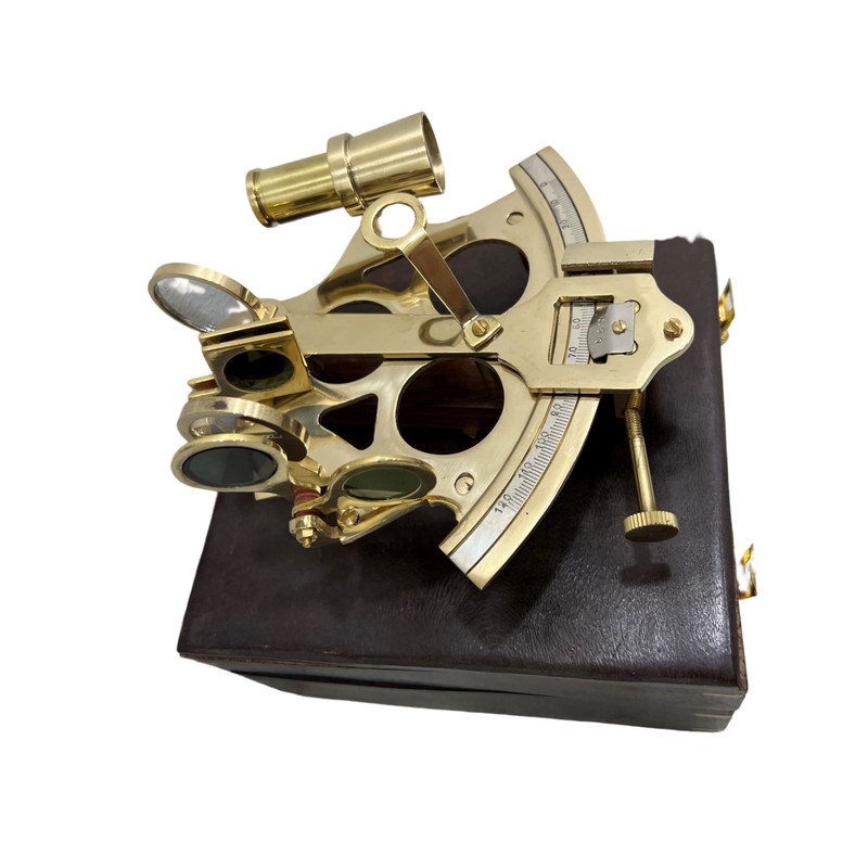 Vintage Ship History Sextant with Hardwood Box Antique Marine Collectible