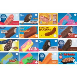 blue Bunny Lot of 12 Mixed Novelty Ice Cream Bar Stickers, Ice Cream Truck Decal 8"x5"