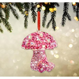 JUESMOS Mushroom Ornament for Christmas Tree Metal Christmas Mushroom Ornament Crystal Ornaments Decor Xmas Mushrooms Gifts for Women Girls Mom Mushrooms Keepsake for Kids