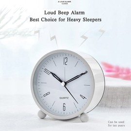 Jisile Analog Wecker Ohne Ticken, Kinder wecker Großes Zifferblatt von 4 Zoll mit Nachtlicht, Analog Quarzwecker mit lautem Alarm, geräuschlos, Batteriebetrieben