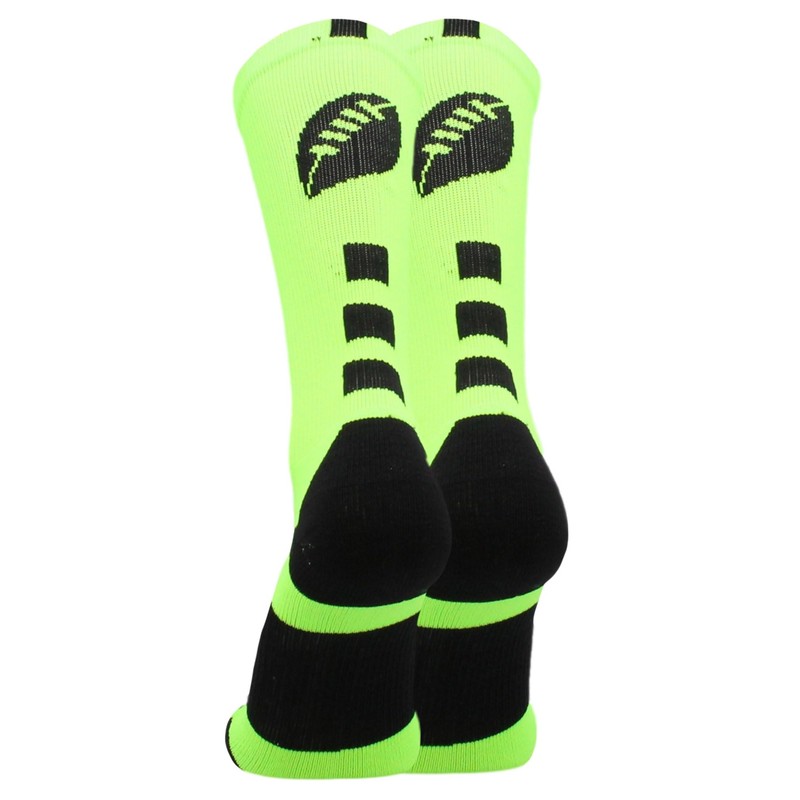 MadSportsStuff Football Logo Crew Socks (Neon Green/Black, Small)
