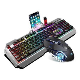 Combo de teclado y mouse retroiluminado LED para juegos con caracteres emisores ajustables REG retroiluminación LED, mouse teclas multimedia, teclado 