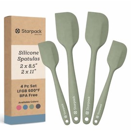 Starpack - Juego de espátulas de goma de silicona (4 piezas) – LFGB no tóxicas, resistentes al calor a 600 °F, sin BPA, de una sola pieza, aptas para 
