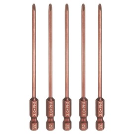 sourcing map 5pcs #1 Phillips Screwdriver Bit PH1 1/4" Hex Shank 4" (100mm) Long 3mm Rod Magnetic Cross Head Drive Drill Bits S2 Steel Industrial Screw Driver Electric Power Tool, Brown