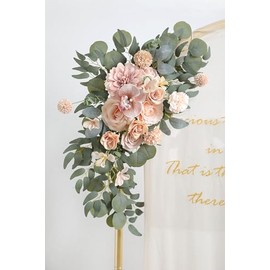YiYunFloral Artifical Flower Swag Set of 2 for Wedding Welcome Signs Floral Decorations and Wedding Reception Ceremony Signs (Champagne Coffee)