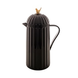 WOLFF - Bird Thermal Coffee Carafe - Hot or Cold Drinks, Plastic Exterior and Glass Insulation Lining Flask Coffee Dispenser, Thermal Bottle for Beverages, Tea and Water Pitcher- Black, 34floz/1L