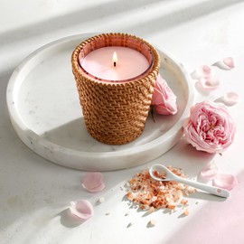 NEST New York Himalayan Salt & Rosewater Scented Classic Candle, Long-Lasting Candle for Home with Rattan Sleeve, 8.1 Oz.