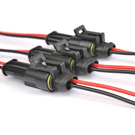 TIMESETL 2 Pin Way Car Waterproof Electrical Connectors Plug Socket Kit with Wire 18 AWG, Pack of 10