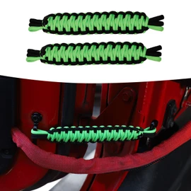 RT-TCZ - Correas limitadoras de puerta de 550 libras limitadoras de fuerza para Jeep Wrangler CJ YJ TJ JK JKU JL, paquete de 2 unidades (negro/verde)
