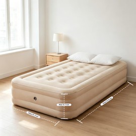 TripHug Twin Air Mattress with Fast Inflation Pump, Air Mattress - Leak-Free & Odorless Inflatable Bed for Travel and Guests, Supports up to 650 lbs - Ideal for Camping and Home, 16" Height