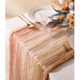 Vitalizart Cheesecloth Table Runner Light Nude Pink 35 x 120 Inches Gauze Tablecloth 10Ft Boho Rustic Decorations for Wedding Decor Reception Bridal Shower Holiday Party