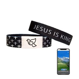 Bible Verse Bracelets With NFC Music, Christian Daily Bible Verse Bracelet Inspirational Bible Verse, Wearable Bible Bracelet For Women Scripture Bracelets Christian Gift (bible verse bracelets black)