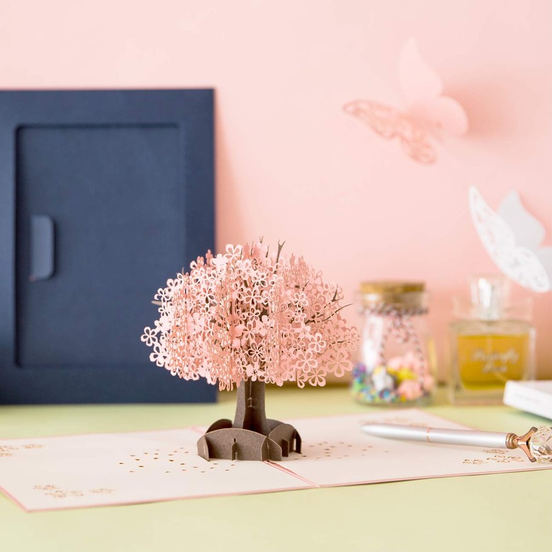 Kesote Message Card, Cherry Blossom, 3D Card, Pop Up Card,