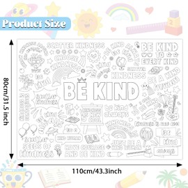 Naozinebi Be Kind Coloring Poster for Kids Giant Coloring Poster Large Positive Coloring Tablecloth Jumbo Coloring Books for kids Classroom Home Birthday Party Supplies Favor