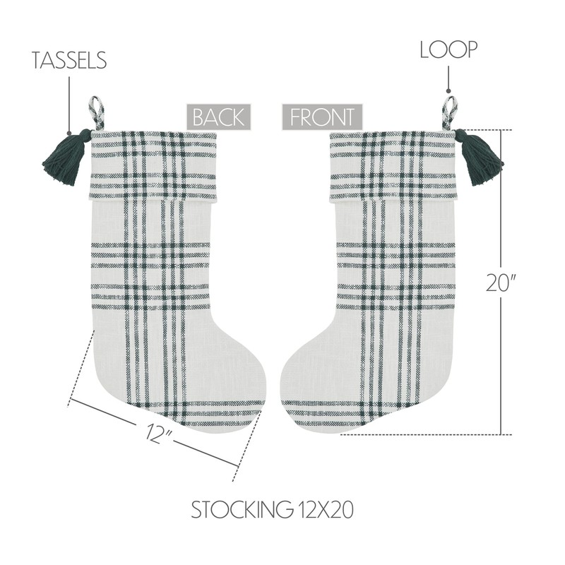 VHC Brands Pine Grove Plaid Stocking, 12x20