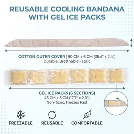 Flexible Cooling Neck Wrap with Soft Fabric Cover, Reusable Gel Ice Pack for Heat Relief, Migraines, Pain Management, Summer Outdoor Work (Champange)