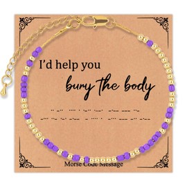 LANWLOSI I'd Help You Bury the Body Morse Code Bracelet to My Friend Bracelet Morse Code Bracelet with Hidden Message Inspirational Bracelet Friendship Bracelet Christmas Gifts for Friend Female