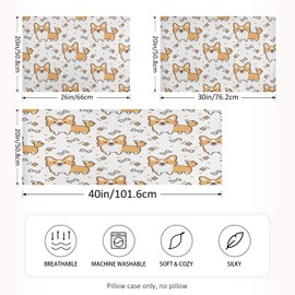 Blueangle Cute Welsh Corgi Satin Pillowcase for Hair and Skin Silk Pillowcase, Standard Size(20x26 inches) - Slip Cooling Satin Pillow Covers with Envelope Closure