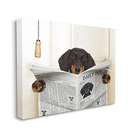 Stupell Industries Dog On Toilet Newspaper Funny Animal Pet Design, Designed by in House Wall Art, 16 x 1.5 x 20, Canvas