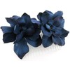 Double Navy Blue Silk Flower Apple Blossom Hair Comb