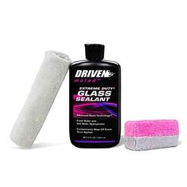 DRIVEN Extreme Duty Glass Sealant Kit - Salt Water and Fresh Water Hydrophobic/Contaminants Clean Off Easier Once Applied/Includes Sealant, Sponge and Towel / 8 Fluid Ounces