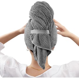 Toalla de microfibra absorbente para el cabello de secado rápido para cabello rizado, turbantes suaves y antiencrespados, toalla de microfibra suave para cabello