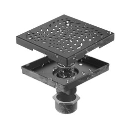6Inch Square Shower Floor Drain with Flange,Newly Upgraded Electroplating Black ，Quadrato Pattern Grate Removable,Food-Grade SUS 304 Stainless Steel (Black 6X6)