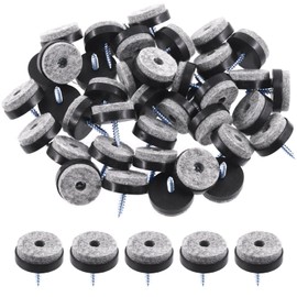 Swpeet 40 Pieces 24 mm Black Furniture Felt Pads Furniture Sliding Assortment Kit, Non-Slip Furniture Pads with Screwed Felt Pad Furniture Slider Floor Protection for Wooden Legs Feet