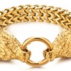 COOLSTEELANDBEYOND Men Gold Steel Square Franco Chain Curb Chain Bracelet