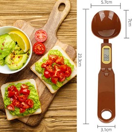 Cuchara Medidora Electrónica de Cocina 500/0,1 g de Precisión para Alimentos Balanza Digital de Peso Gramo, Cuchara de Medición con Pantalla LCD, Unidad de Soporte g/oz (con 2 Pilas AAA), (Marrón)