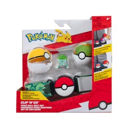 PKW - Clip 'N' Go Poke Ball Belt Set (Bulbasaur #1 with Level Ball, Nest Ball and Bulbasaur Themed Belt) W16