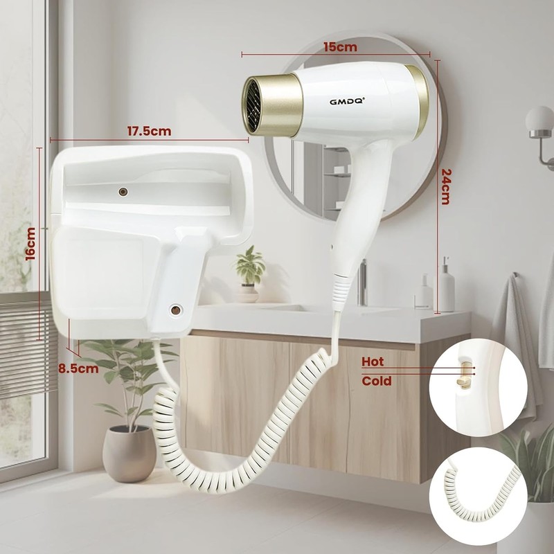 Wall Mounted Hair Dryer for Bathroom - 110V Professional Blow