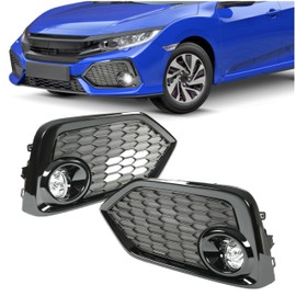 HECASA Pair LED Fog Lights Compatible with 2017-2019 Honda Civic Hatchback/Type R/Si Sedan/Si Coupe Replacement for HO2592144 HO2593144 Fog Lamp + Switch + Wiring Kit