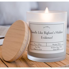Bigfoot Candle, Sasquatch Gift, Cryptid, Funny Bigfoot Gift, Conspiracy Candle, 9 oz Glass Jar, 50 Hour Burn Time (Fraser Fir)