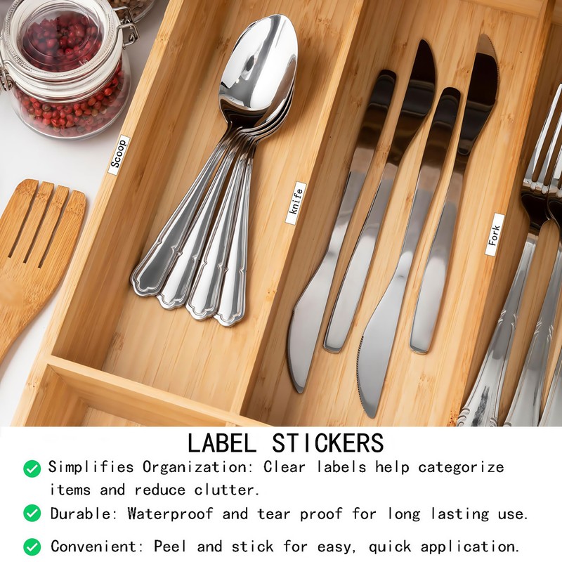 FixItRight 100Pcs Self-Adhesive Drawer Divider Labels – Clear Address Stickers