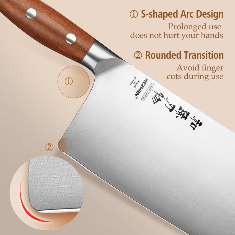 HEZHEN Cleaver Knife 7.1 inch, German 1.4116 Steel & Ergonomic