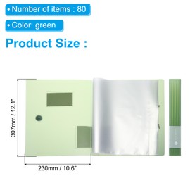PATIKIL 8.5x11 Binders with Plastic Sleeve, 1 Pcs A4 Display 80 Pocket Portfolio Binder Folder Presentation Book with Clear Plastic Sheet Protector Sleeves for Artwork Documents,Green